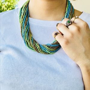 GREEN Unique Handmade Braided Multi Necklace